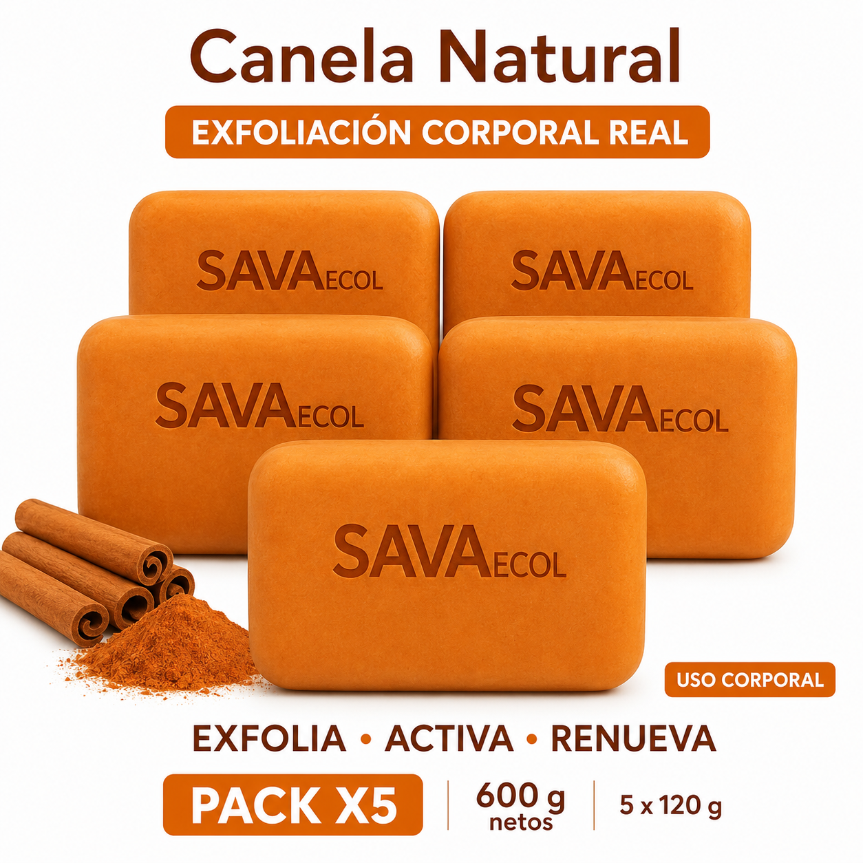 Jabón Artesanal Exfoliante de Canela con Glicerina y 5 Aceites Naturales