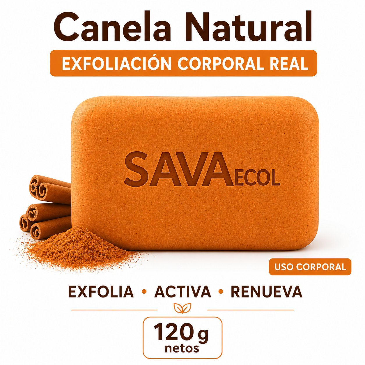 Jabón Artesanal Exfoliante de Canela con Glicerina y 5 Aceites Naturales | 120 g