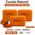 Jabón Artesanal Exfoliante de Canela con Glicerina y 5 Aceites Naturales | Pack X3