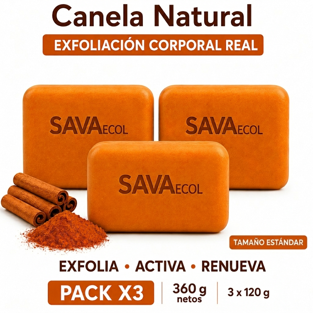 Jabón Artesanal Exfoliante de Canela con Glicerina y 5 Aceites Naturales | Pack X3